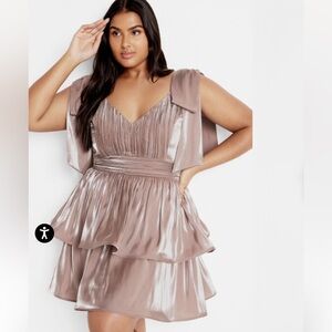 City Chic Betty Bow Pink Champagne Dress